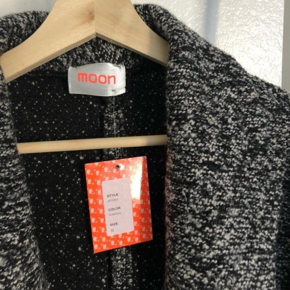 NWT Nasty Gal Charcoal Oversized Wool Knit Coat - Picture 5 of 6